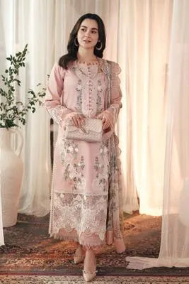 3 Pcs Women's Stitched Cotton Lawn Embroidered Suit